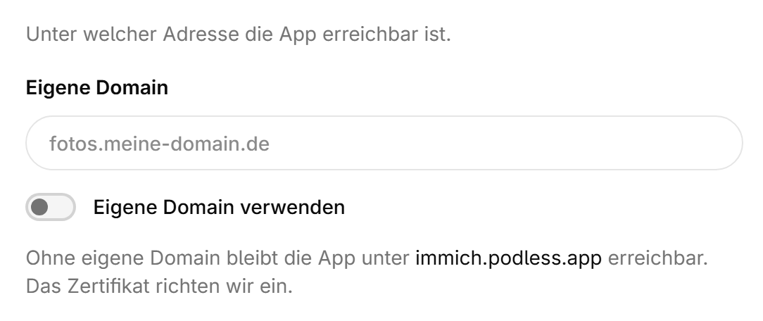 The field for your own domain in the settings dialog